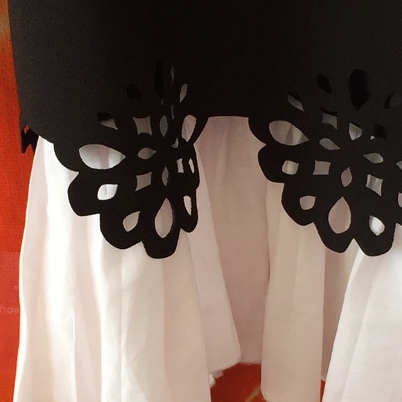 Babylon Black Dress LaserCut Trim Flared White Hem - Picture 7 of 12